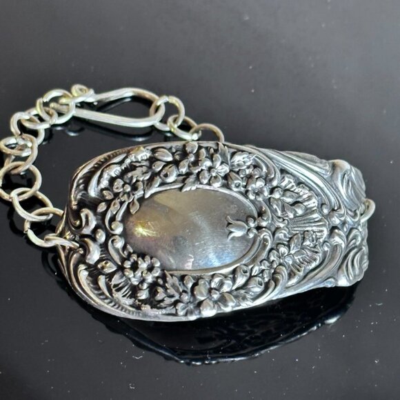 Antique Sterling Silver Cuff Bracelet 925 Victorian Gorham Floral Spoon Gift - Picture 5 of 10